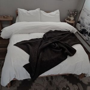 Dark Green Throw Blanket Soft Textured Cozy Neutral Home Decor